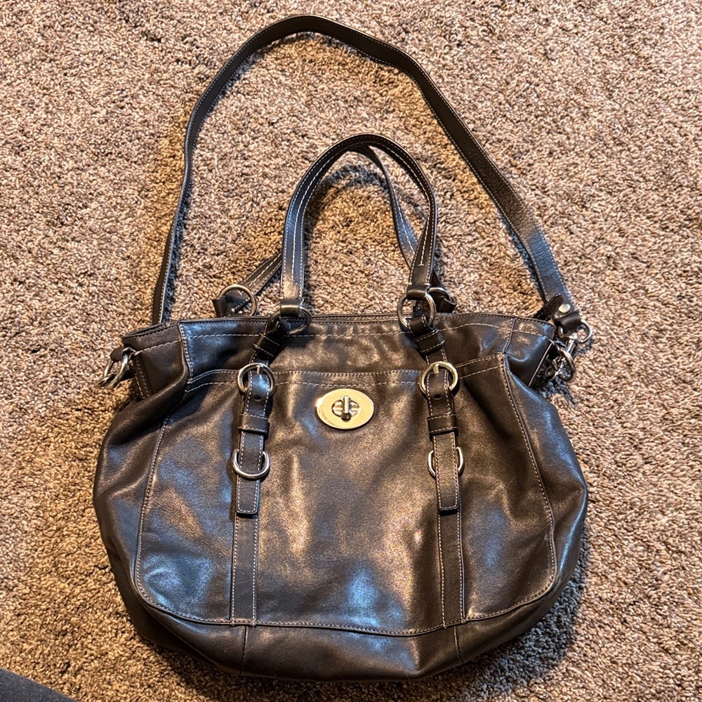 Coach Black Leather Shoulder Bag